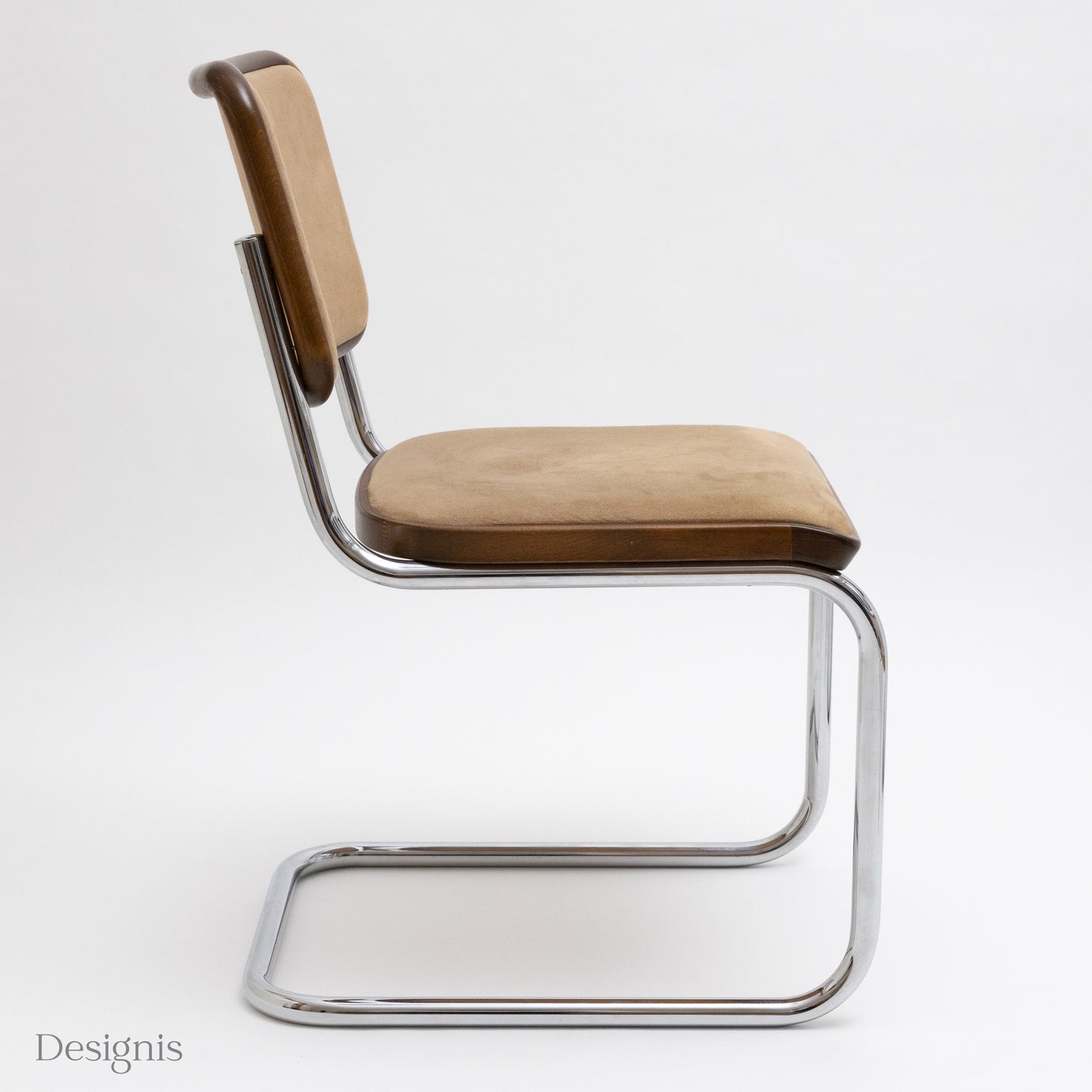 Thonet S32 Freischwinger, Beige Alcantara