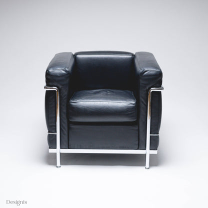 Cassina LC2 Sessel, Schwarz, Leder