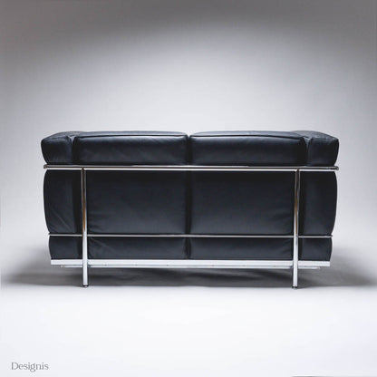 Cassina LC2 Zweisitzer Sofa, Les Corbusier, Schwarz