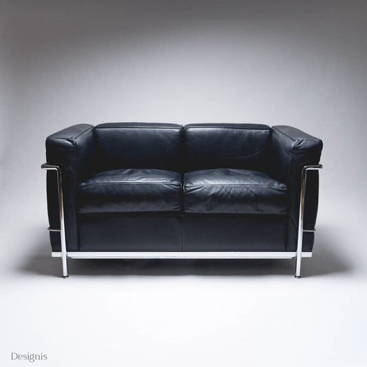 Cassina LC2 Zweisitzer Sofa, Les Corbusier, Schwarz