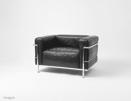 Cassina LC3 Sessel, Schwarz, Leder