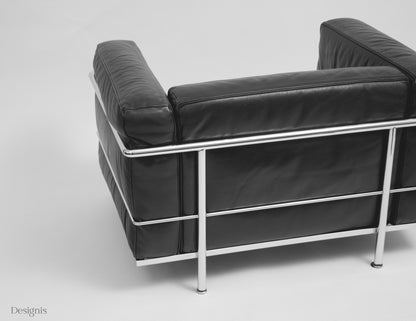 Cassina LC3 Sessel, Schwarz, Leder