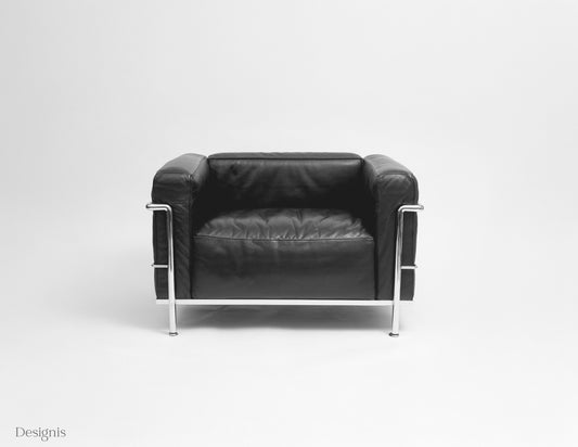 Cassina LC3 Sessel, Schwarz, Leder