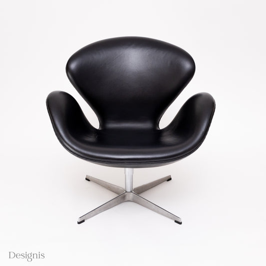 Fritz Hansen Swan Chair Leder, Schwarz