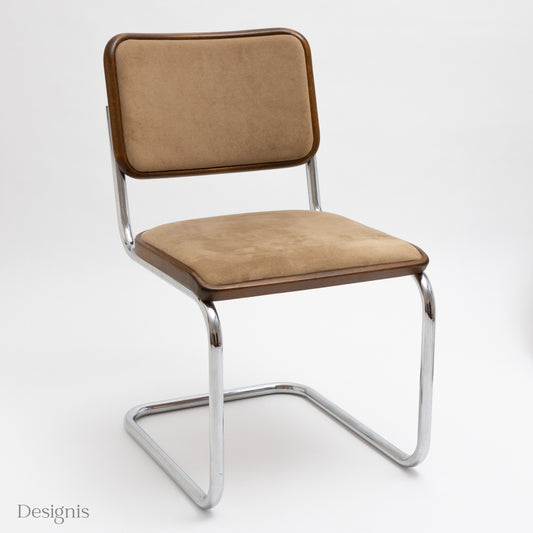 Thonet S32 Freischwinger, Beige Alcantara