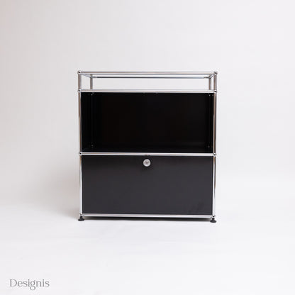 USM Haller Sideboard 2 Felder, Glasplatte, Schwarz