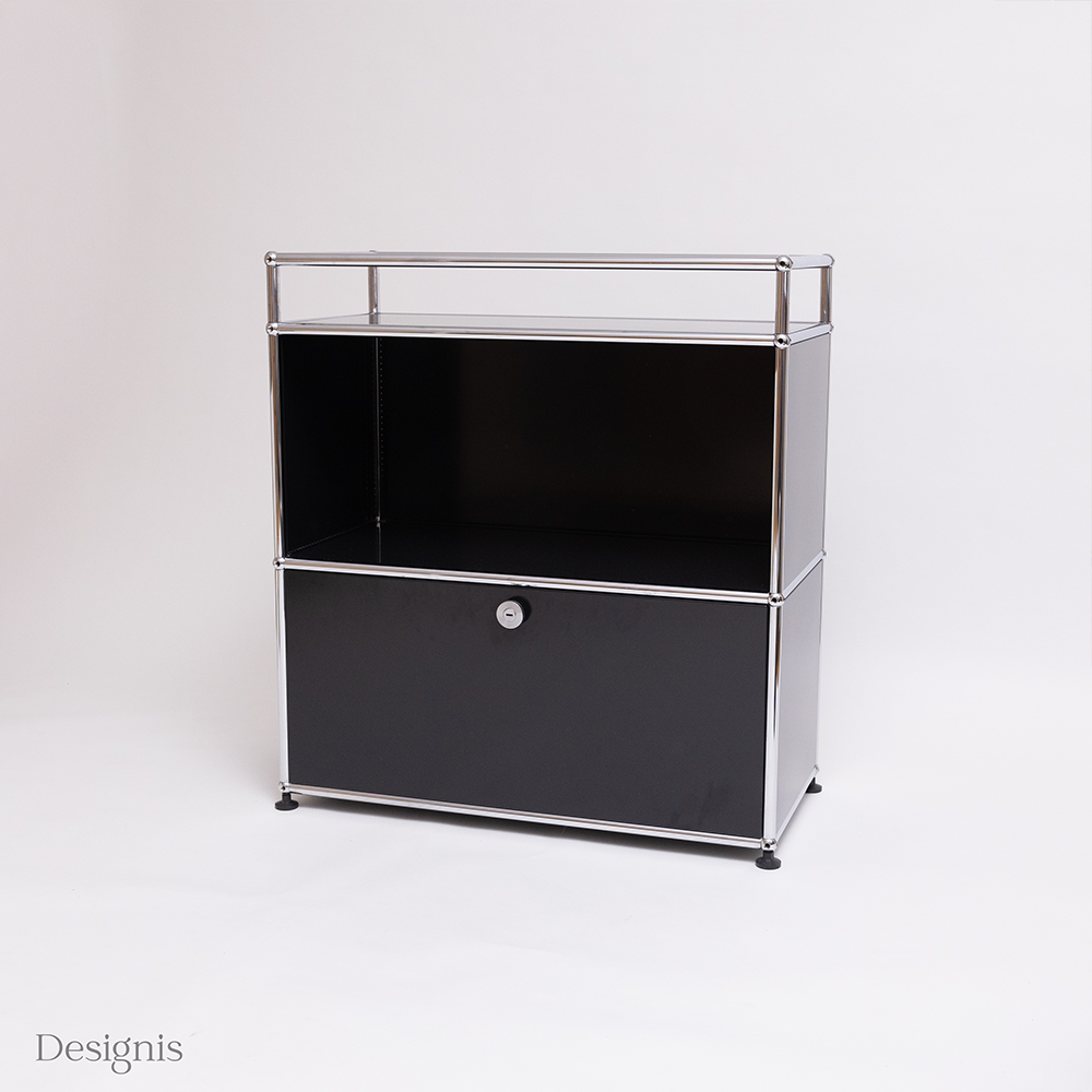 USM Haller Sideboard 2 Felder, Glasplatte, Schwarz