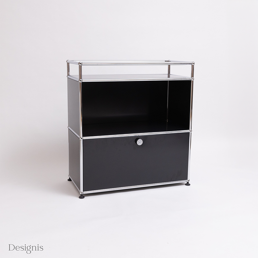 USM Haller Sideboard 2 Felder, Glasplatte, Schwarz