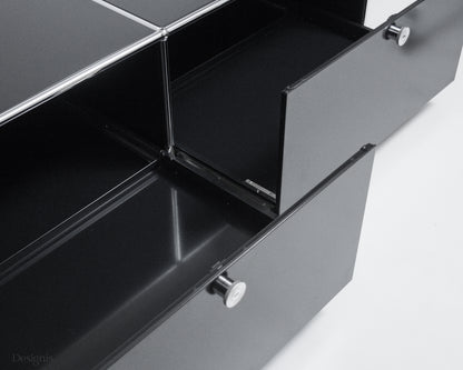 USM Haller Lowboard, Graphitschwarz, Schubladen