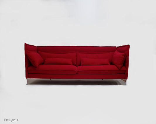 Vitra Alcove Lowback Sofa, Dreisitzer, rot