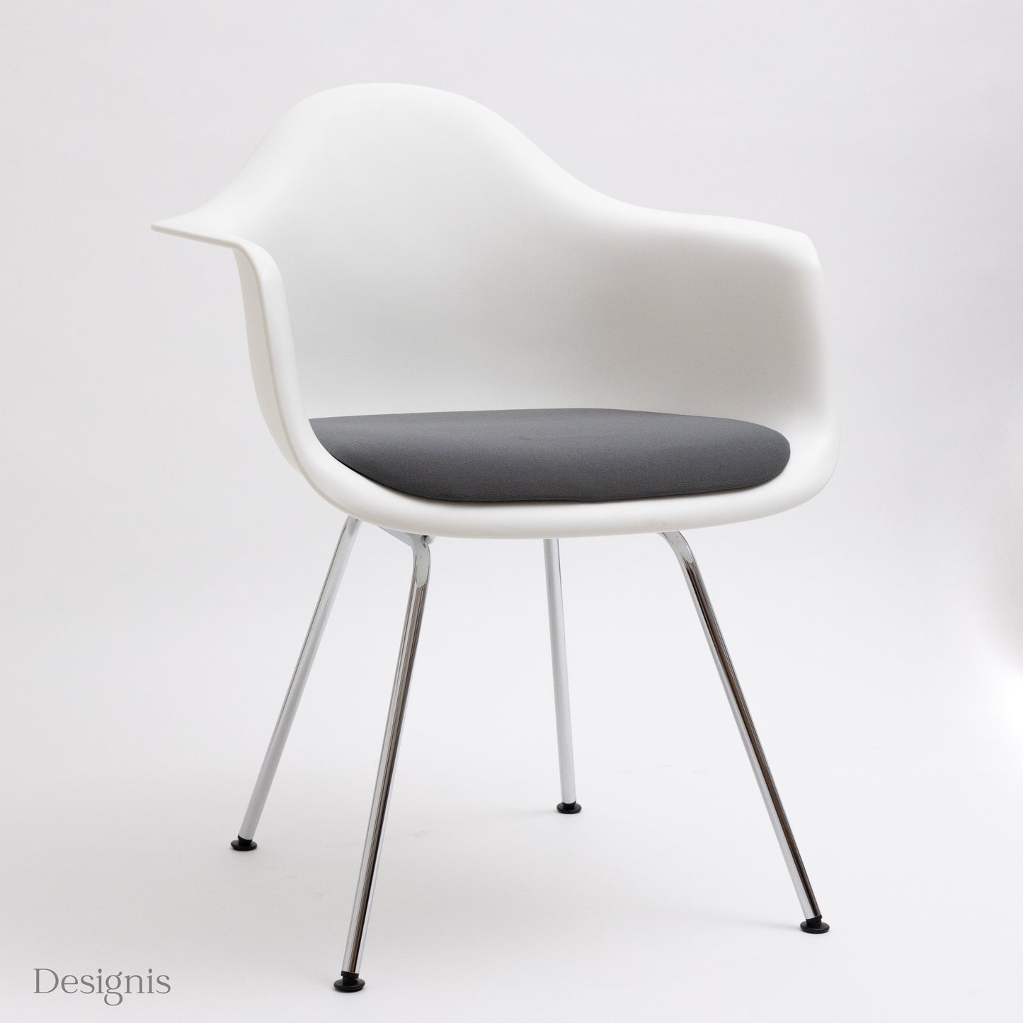 Vitra Eames Armchair DAX mit Sitzpolster, Weiß - Hopsak, dunkelgrau