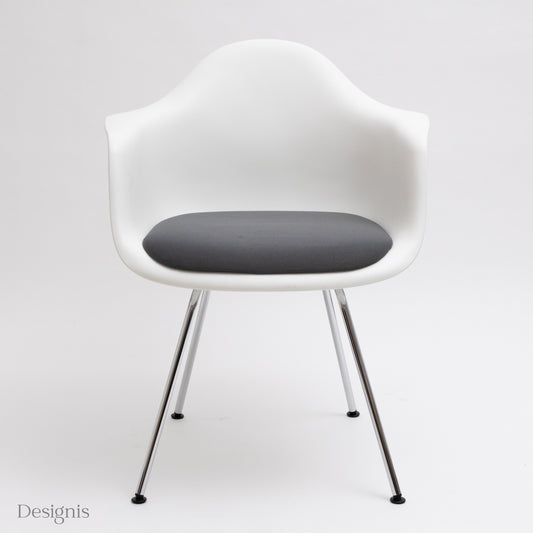 Vitra Eames Armchair DAX mit Sitzpolster, Weiß - Hopsak, dunkelgrau